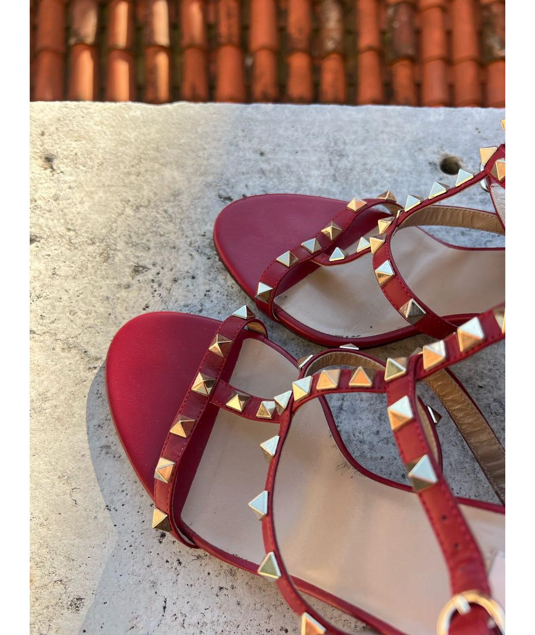 VALENTINO Красные кожаные босоножки, фото 5