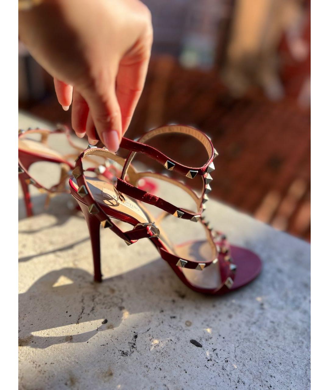 VALENTINO Красные кожаные босоножки, фото 6