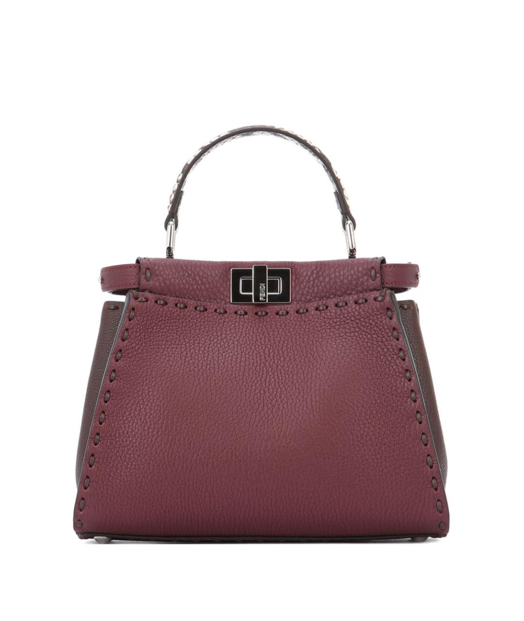 FENDI Бордовая кожаная сумка тоут, фото 1