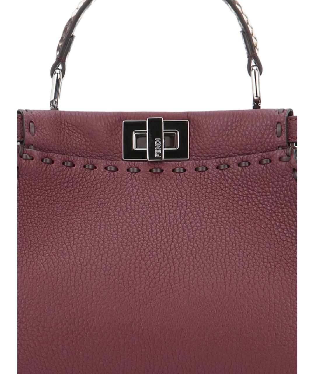 FENDI Бордовая кожаная сумка тоут, фото 2