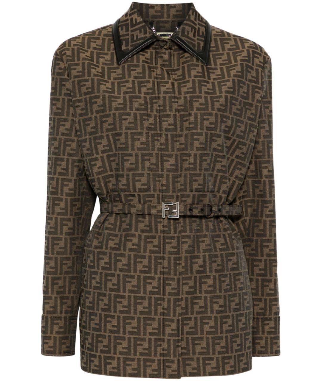 FENDI Коричневая полиэстеровая куртка, фото 1