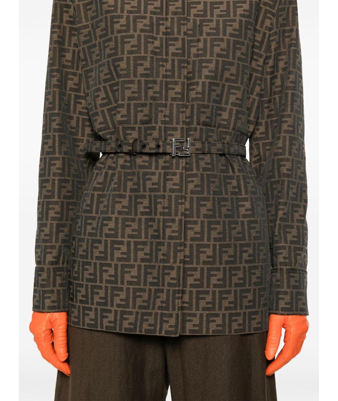 FENDI Коричневая полиэстеровая куртка, фото 4