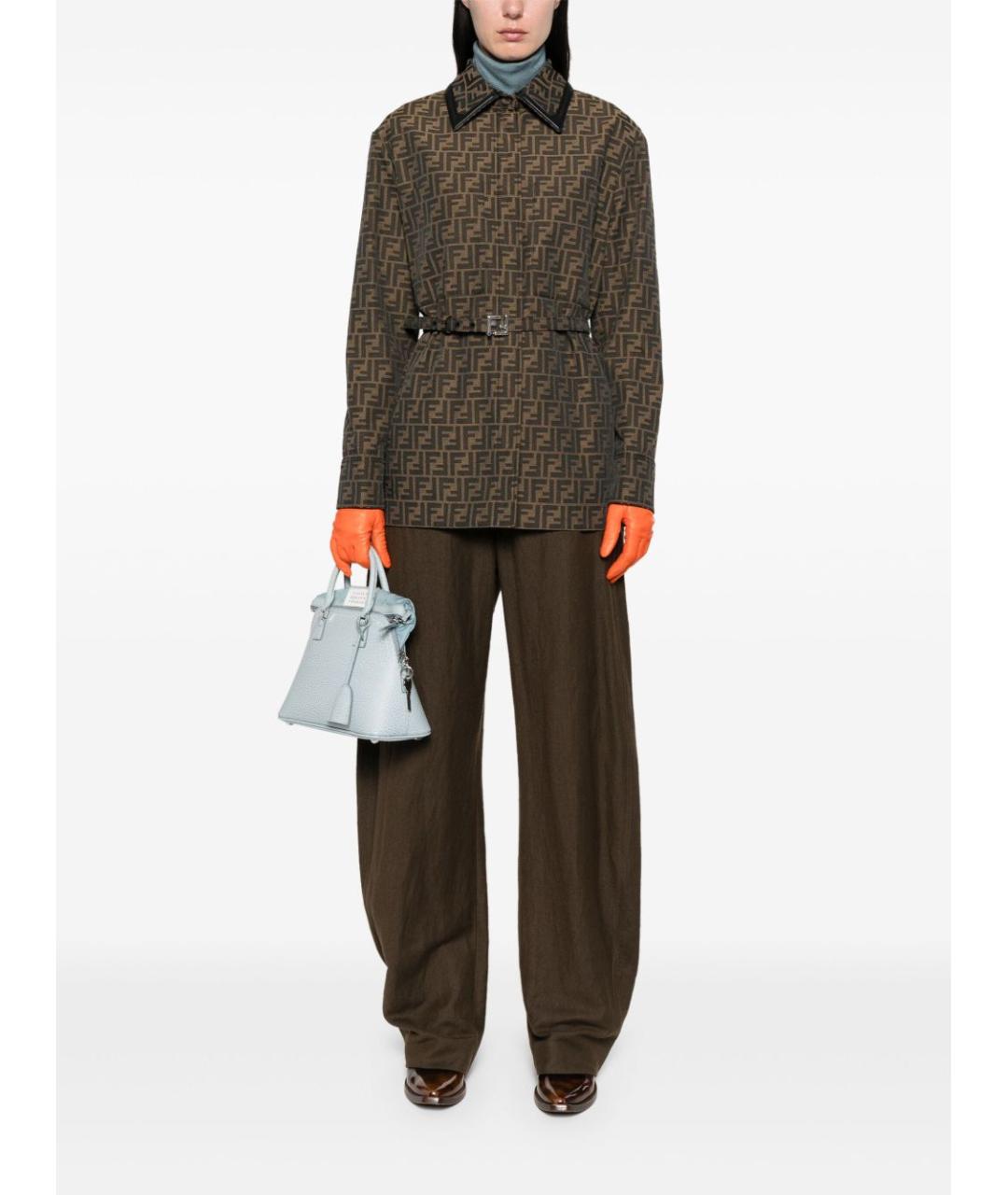 FENDI Коричневая полиэстеровая куртка, фото 5