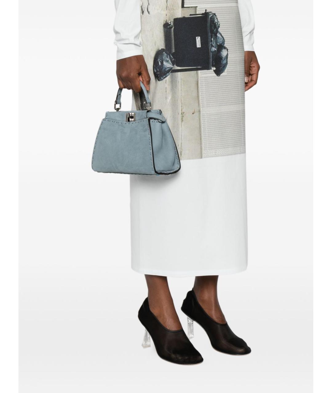 FENDI Голубая кожаная сумка тоут, фото 5