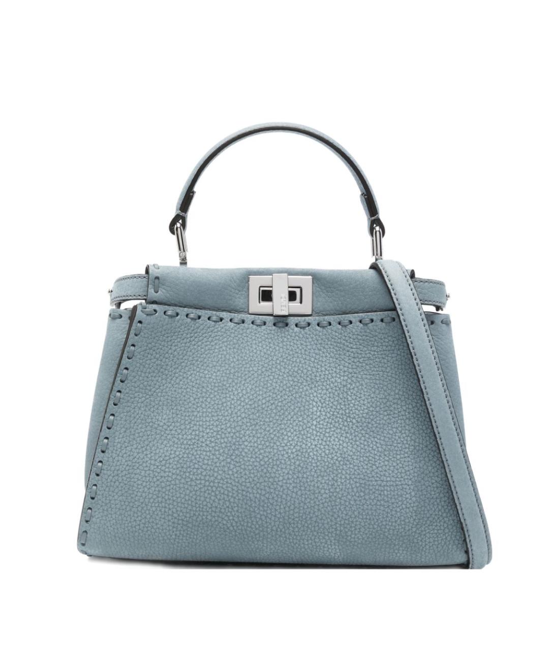 FENDI Голубая кожаная сумка тоут, фото 1