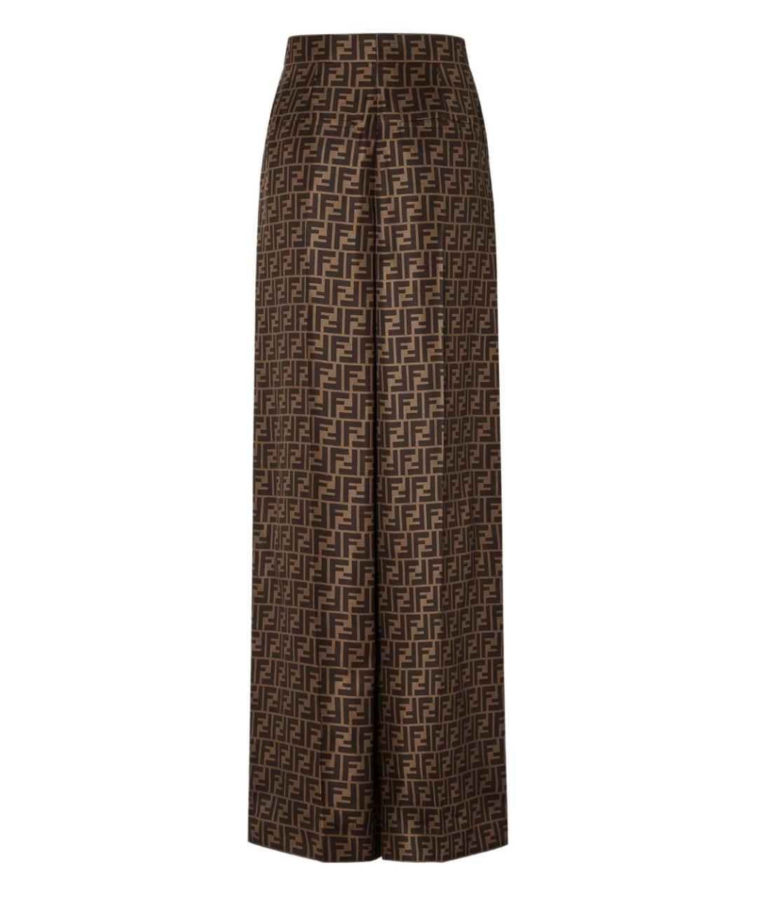 FENDI Коричневые шелковые прямые брюки, фото 2