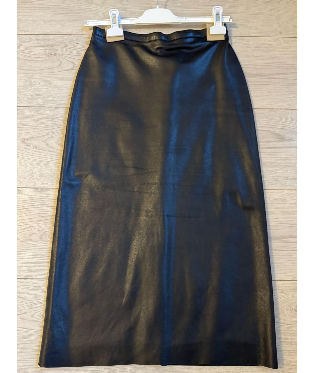 CHRISTIAN DIOR Черная кожаная юбка миди, фото 3