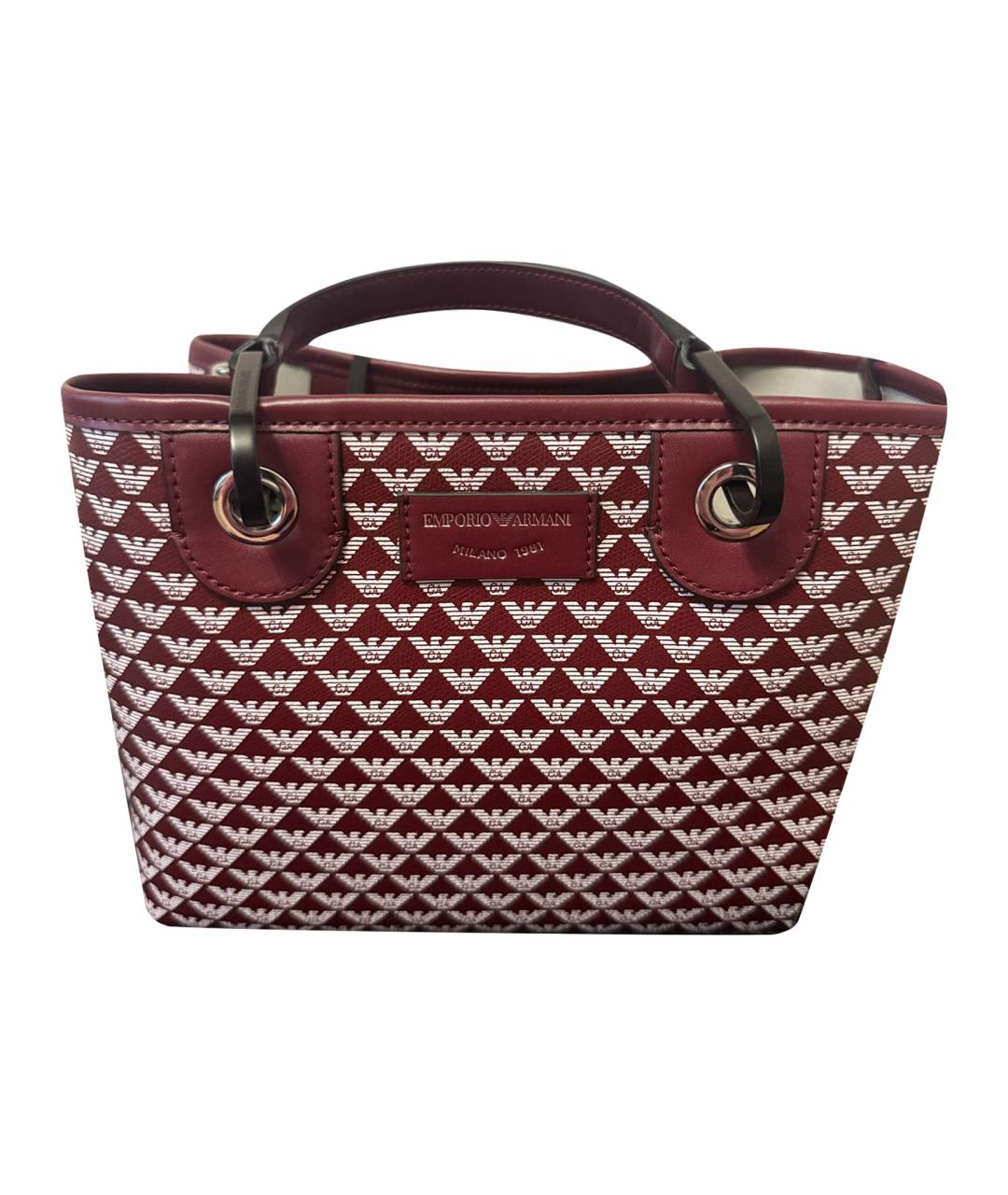 EMPORIO ARMANI Бордовая кожаная сумка с короткими ручками, фото 1