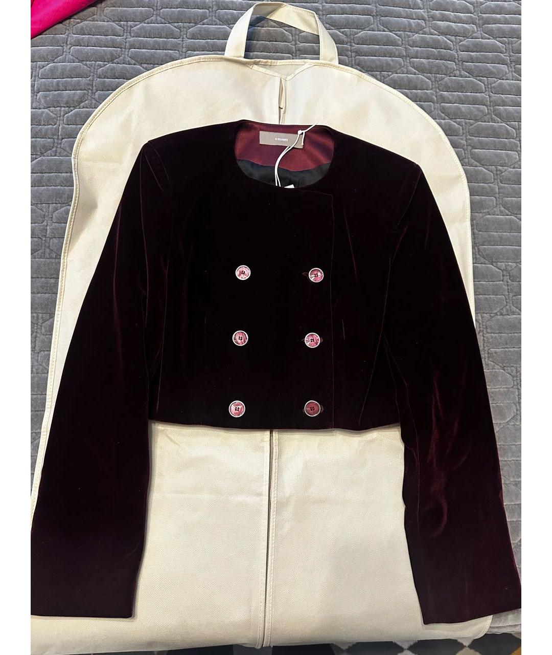 12 STOREEZ Бордовый велюровый жакет/пиджак, фото 3