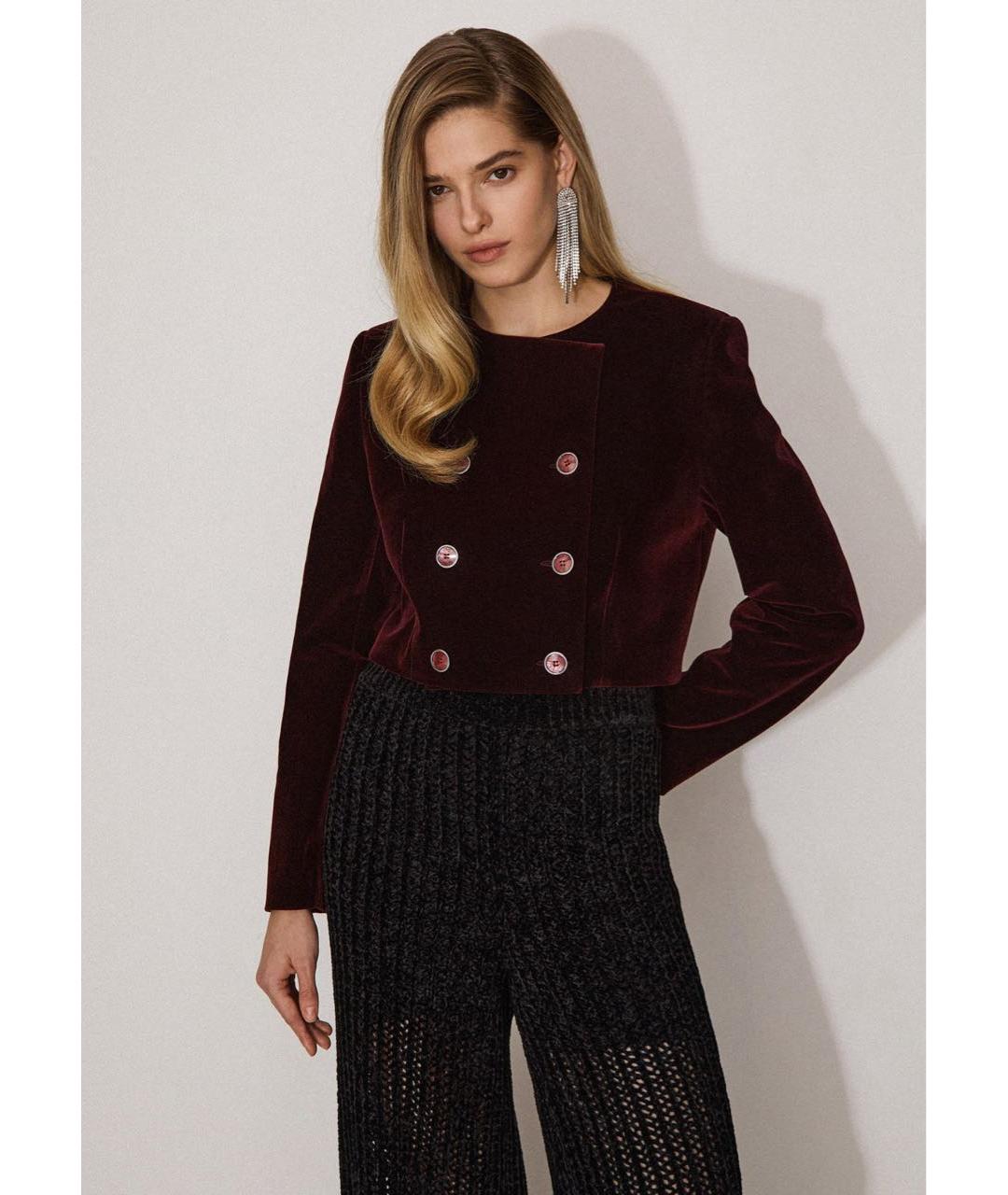 12 STOREEZ Бордовый велюровый жакет/пиджак, фото 5