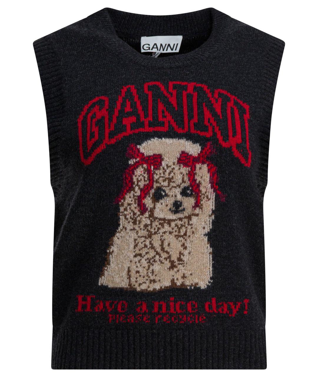 GANNI Черный шерстяной джемпер / свитер, фото 1