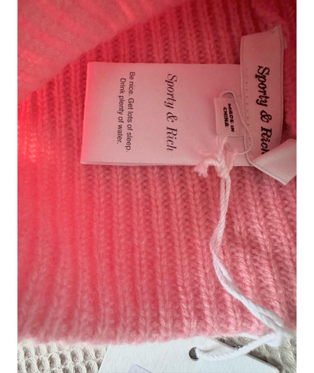 SPORTY AND RICH Розовая кашемировая шапка, фото 4