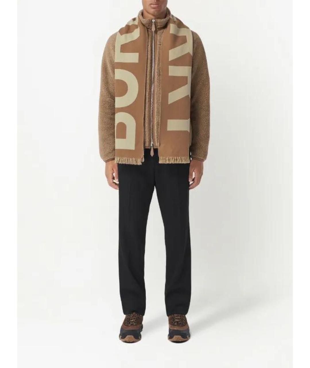 BURBERRY Бежевый шерстяной шарф, фото 3