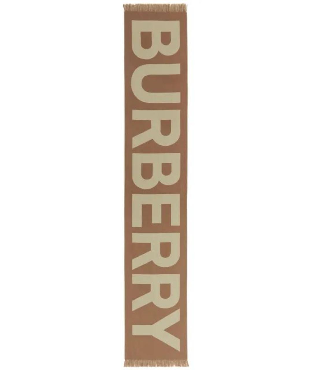 BURBERRY Бежевый шерстяной шарф, фото 2