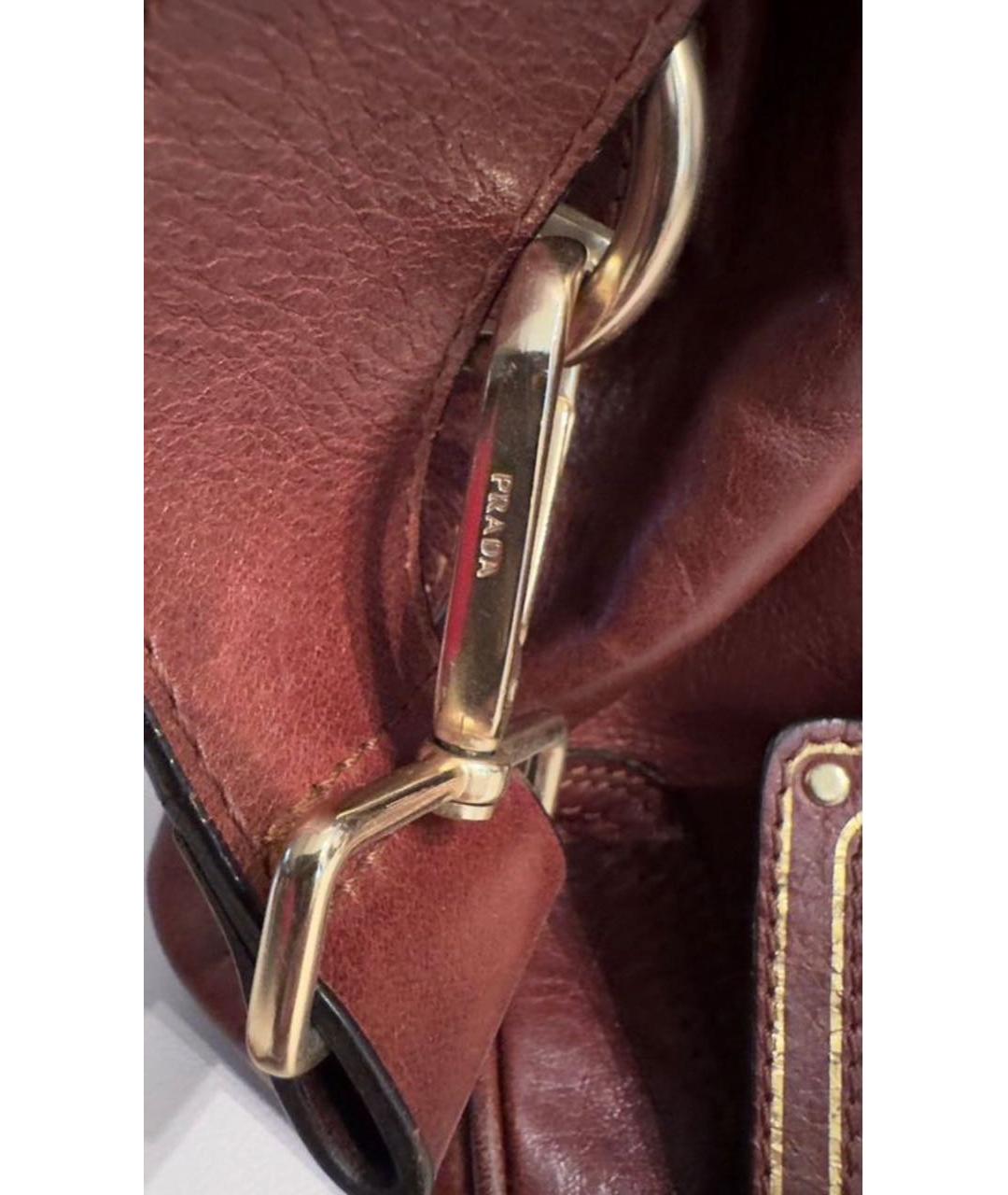 PRADA Коричневая кожаная сумка с короткими ручками, фото 3