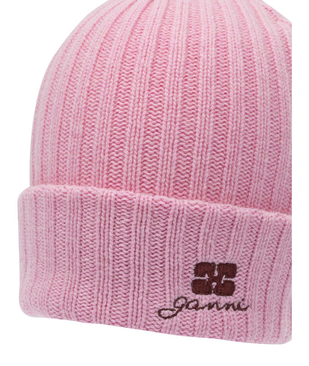 GANNI Розовая шерстяная шапка, фото 4