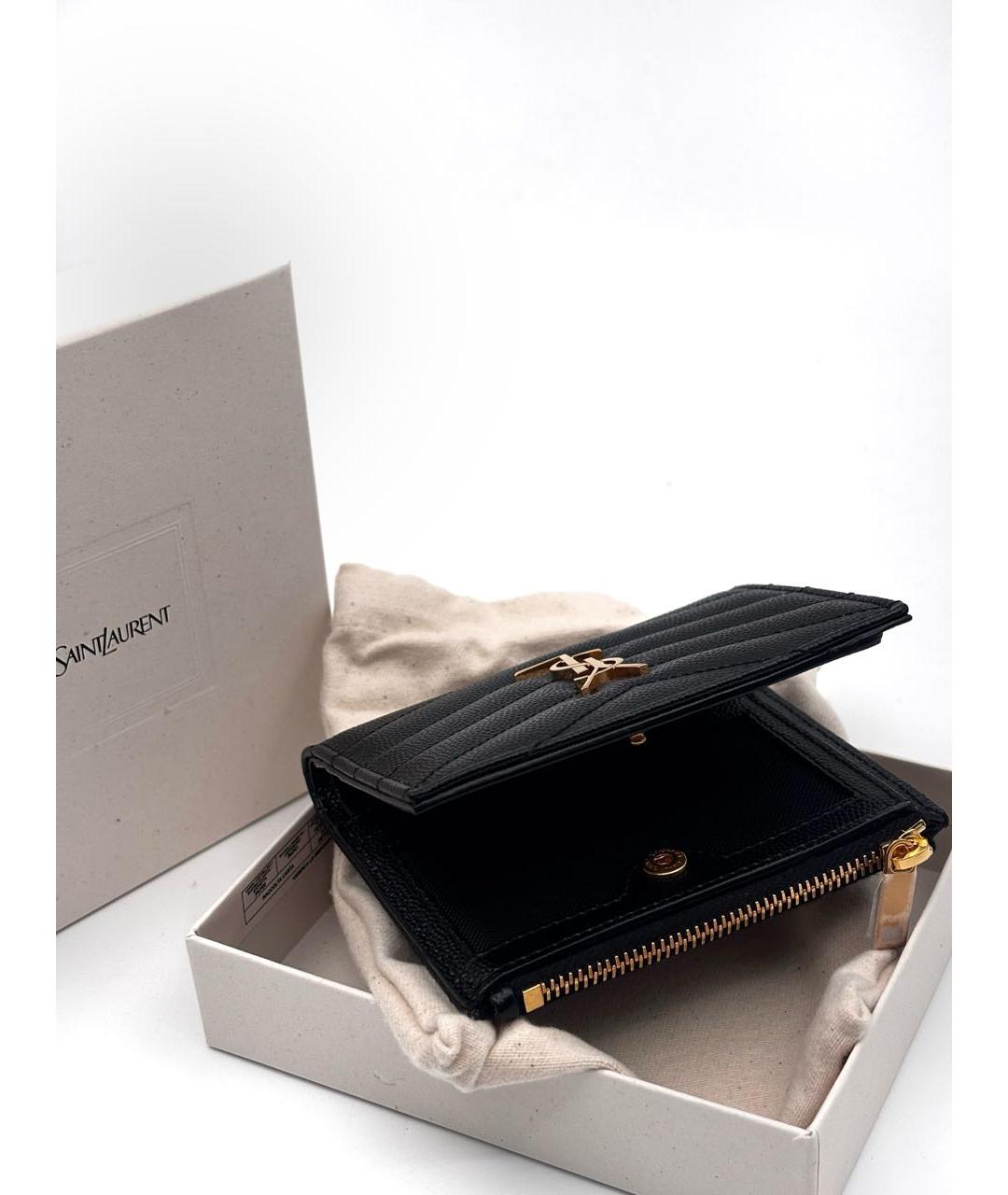 SAINT LAURENT Черный кожаный кошелек, фото 5