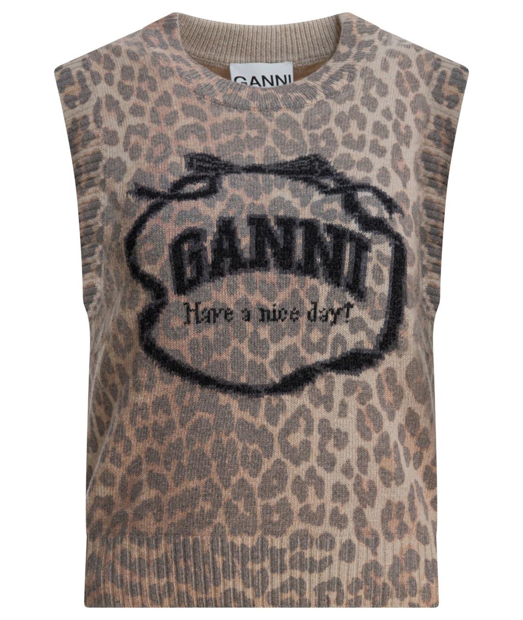 GANNI Коричневая шерстяная жилетка, фото 1