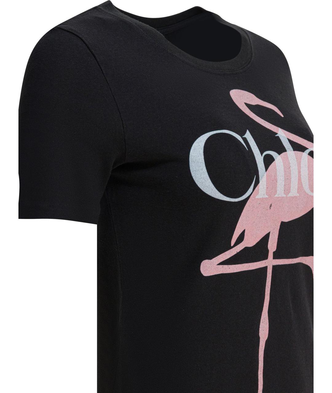 CHLOE Черная хлопковая футболка, фото 4