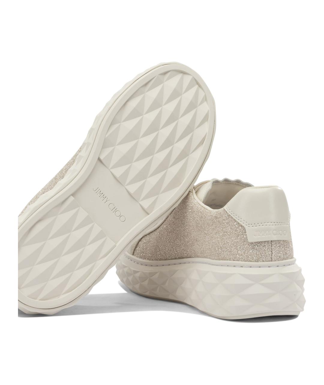 JIMMY CHOO Бежевые кожаные кроссовки, фото 5