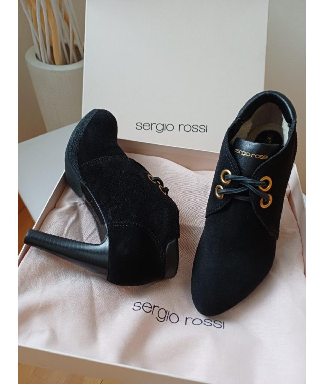 SERGIO ROSSI Черные замшевые ботильоны, фото 5