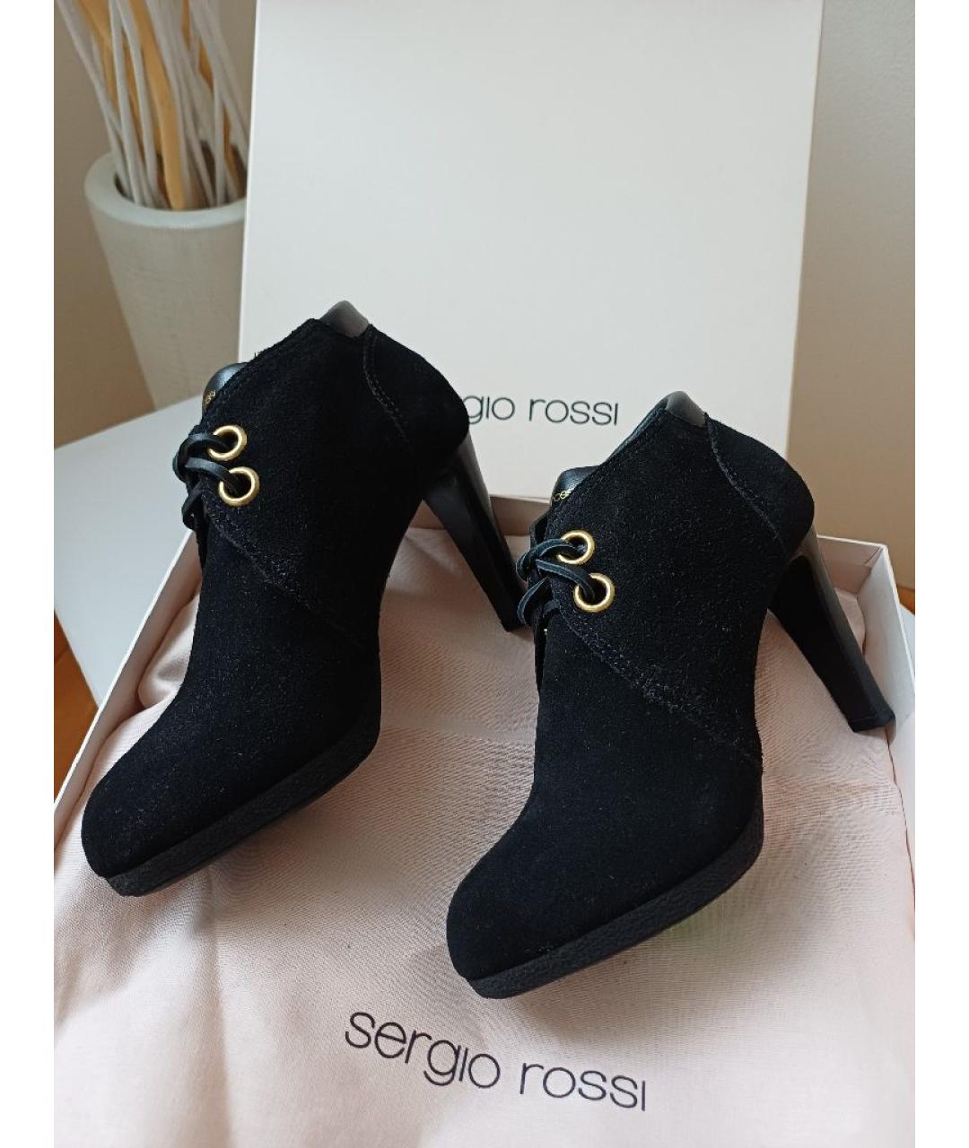 SERGIO ROSSI Черные замшевые ботильоны, фото 4