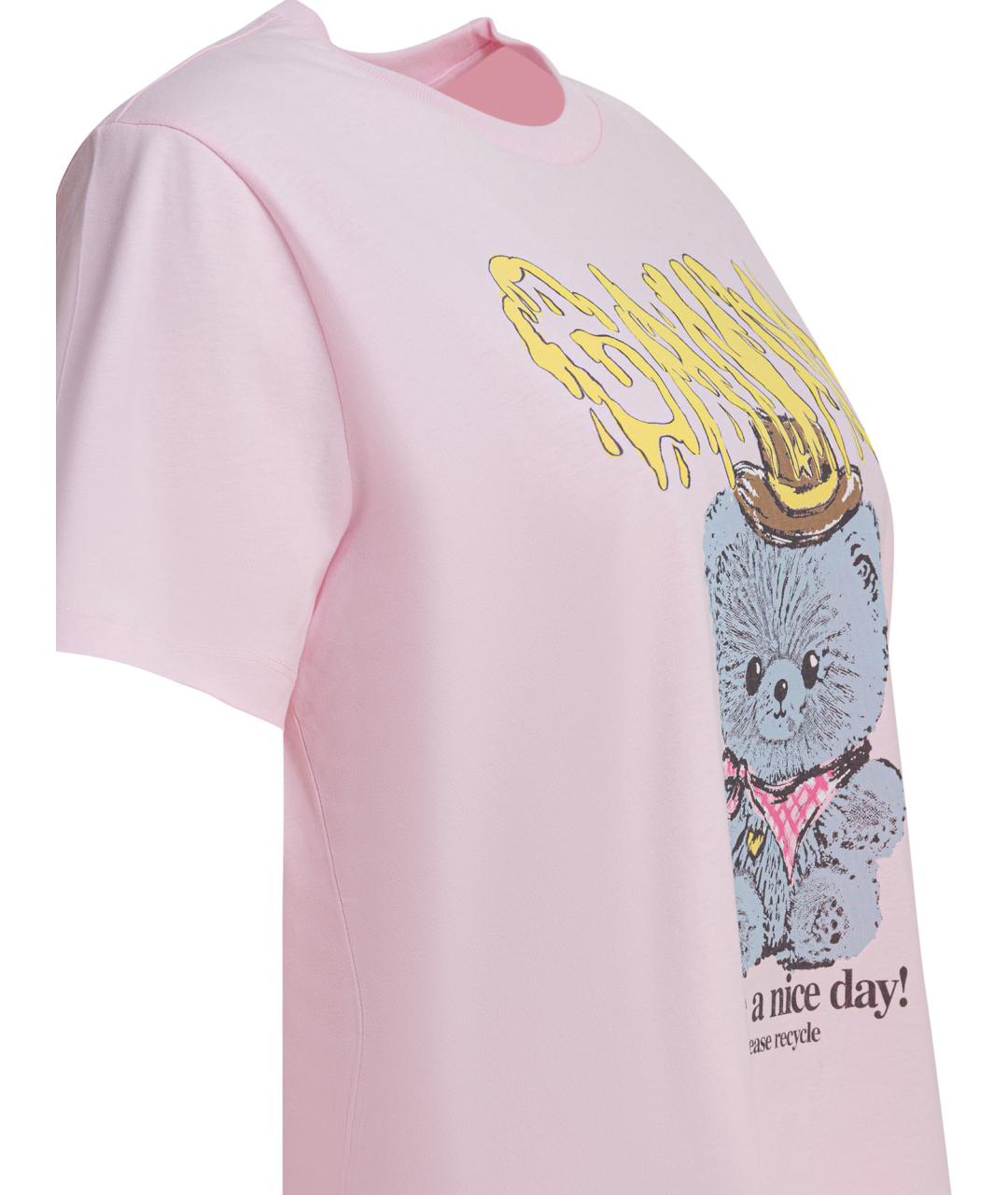 GANNI Розовая хлопковая футболка, фото 4