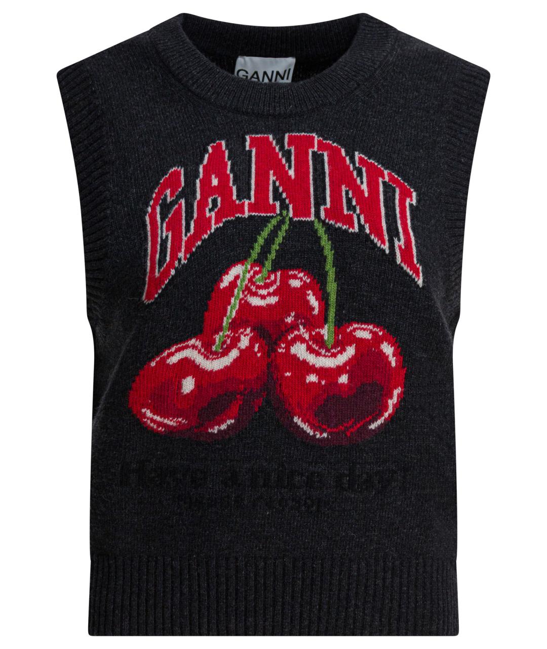 GANNI Черная шерстяная жилетка, фото 1