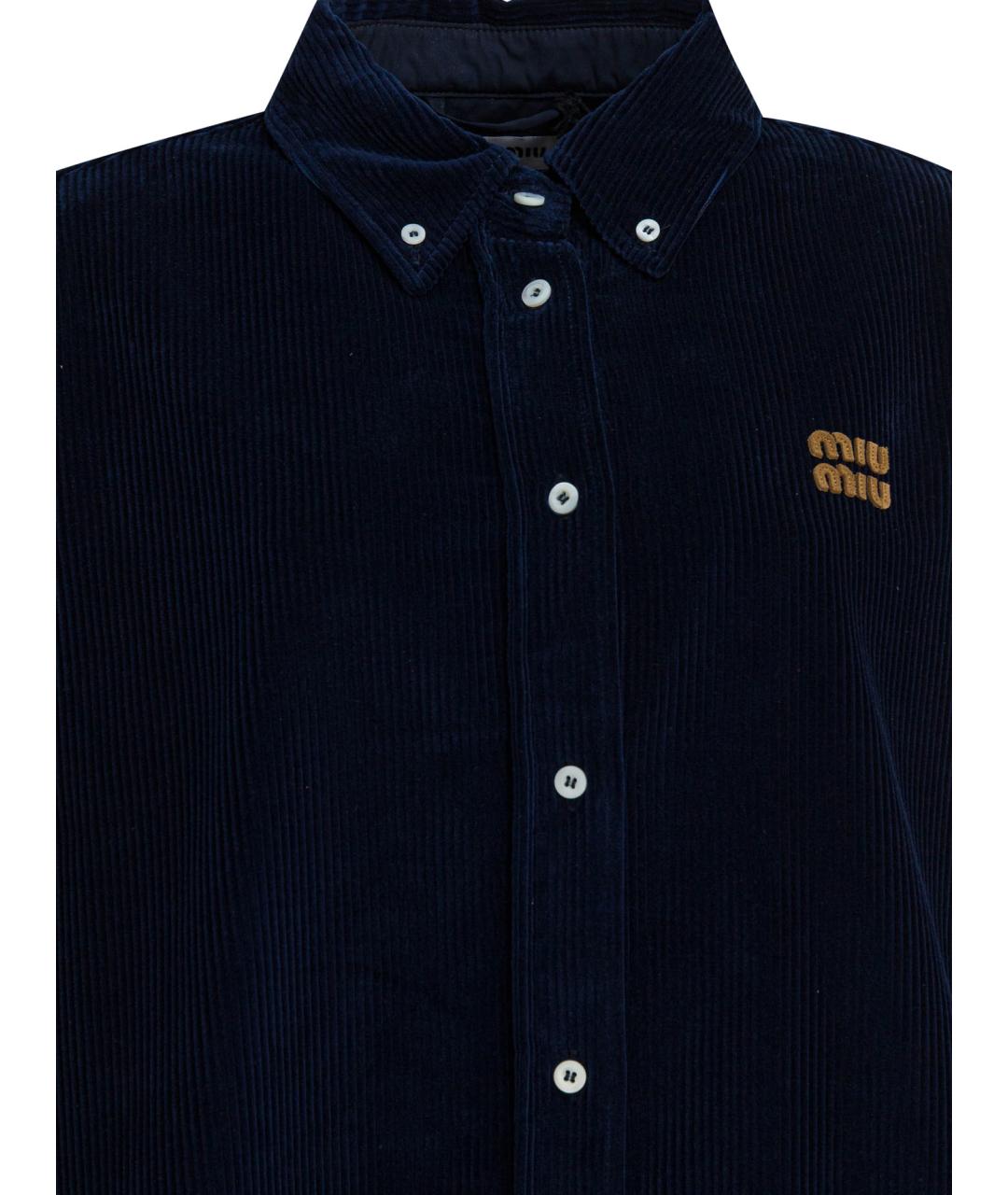 MIU MIU Темно-синяя хлопковая рубашка, фото 3