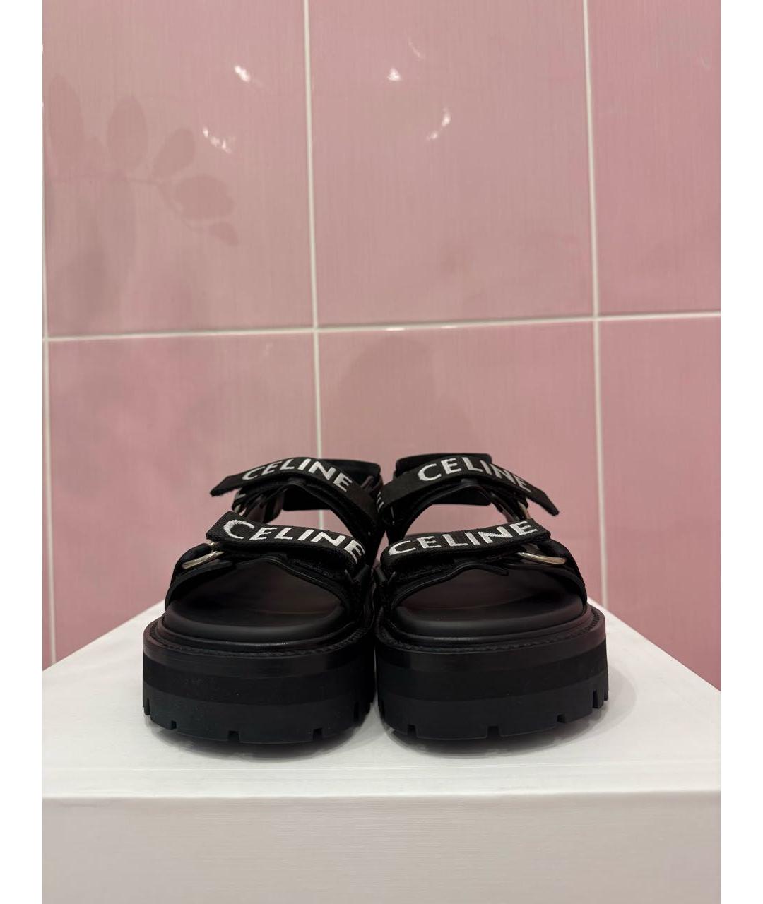 CELINE Черные кожаные сандалии, фото 2