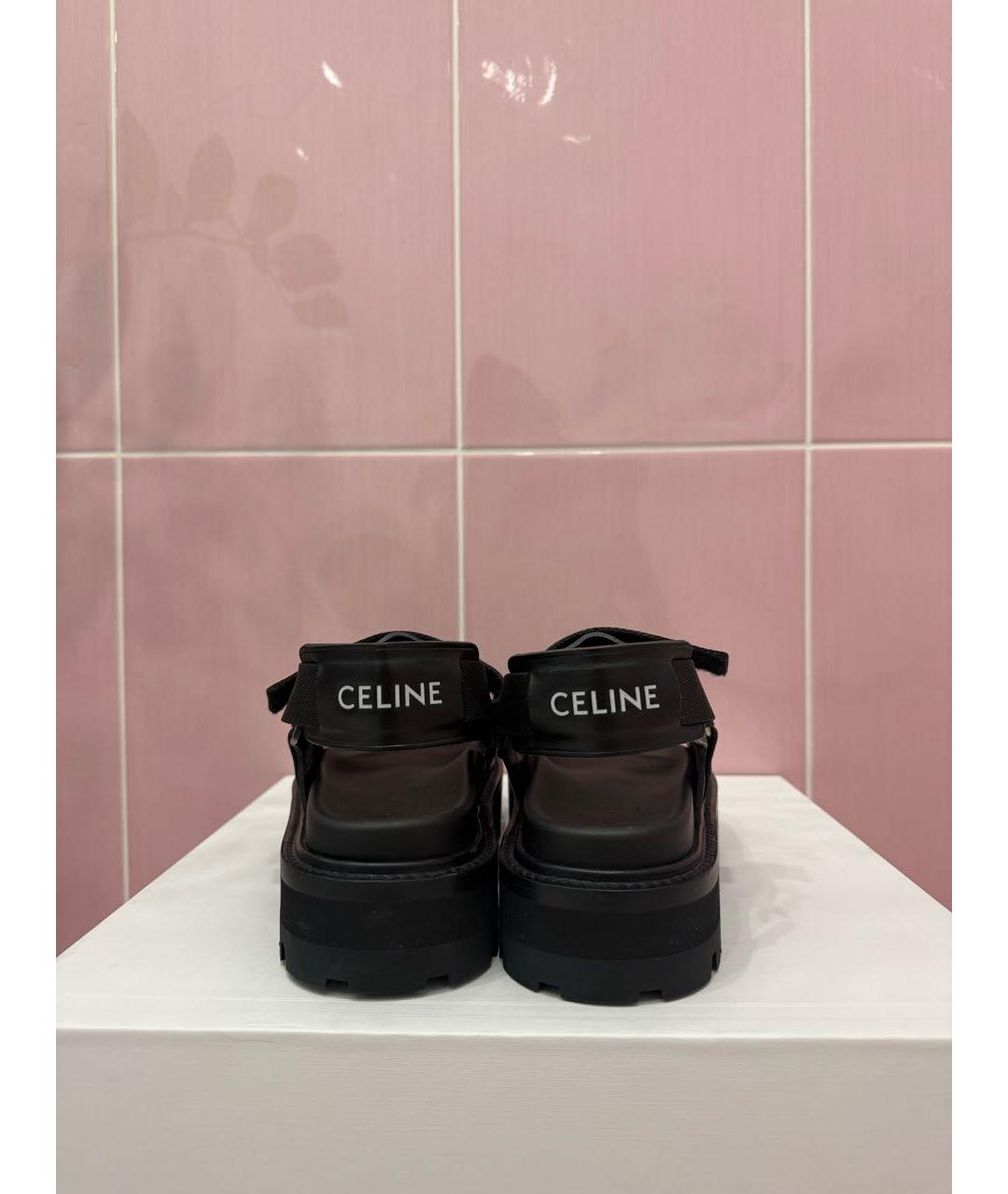 CELINE Черные кожаные сандалии, фото 4