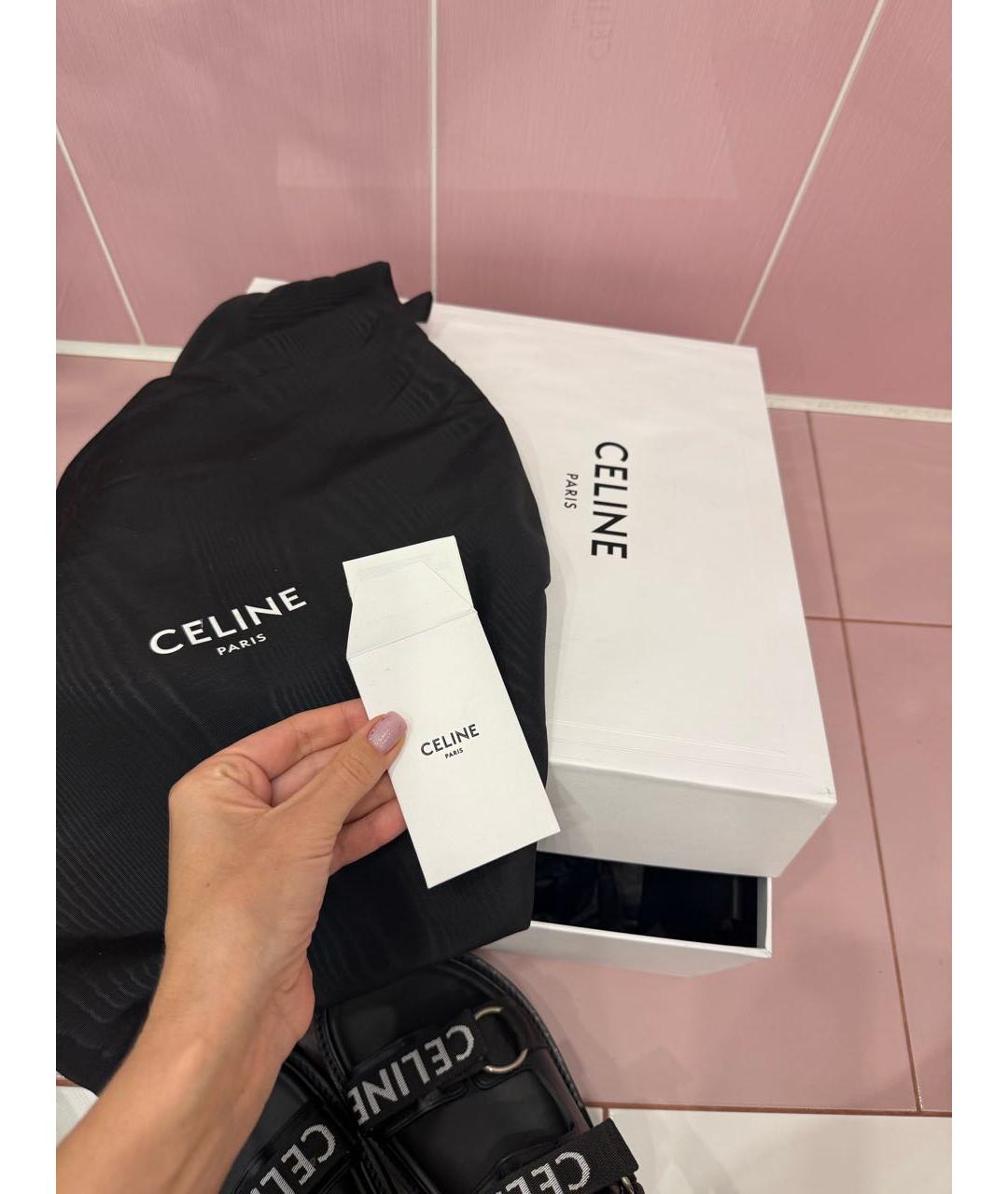 CELINE Черные кожаные сандалии, фото 6