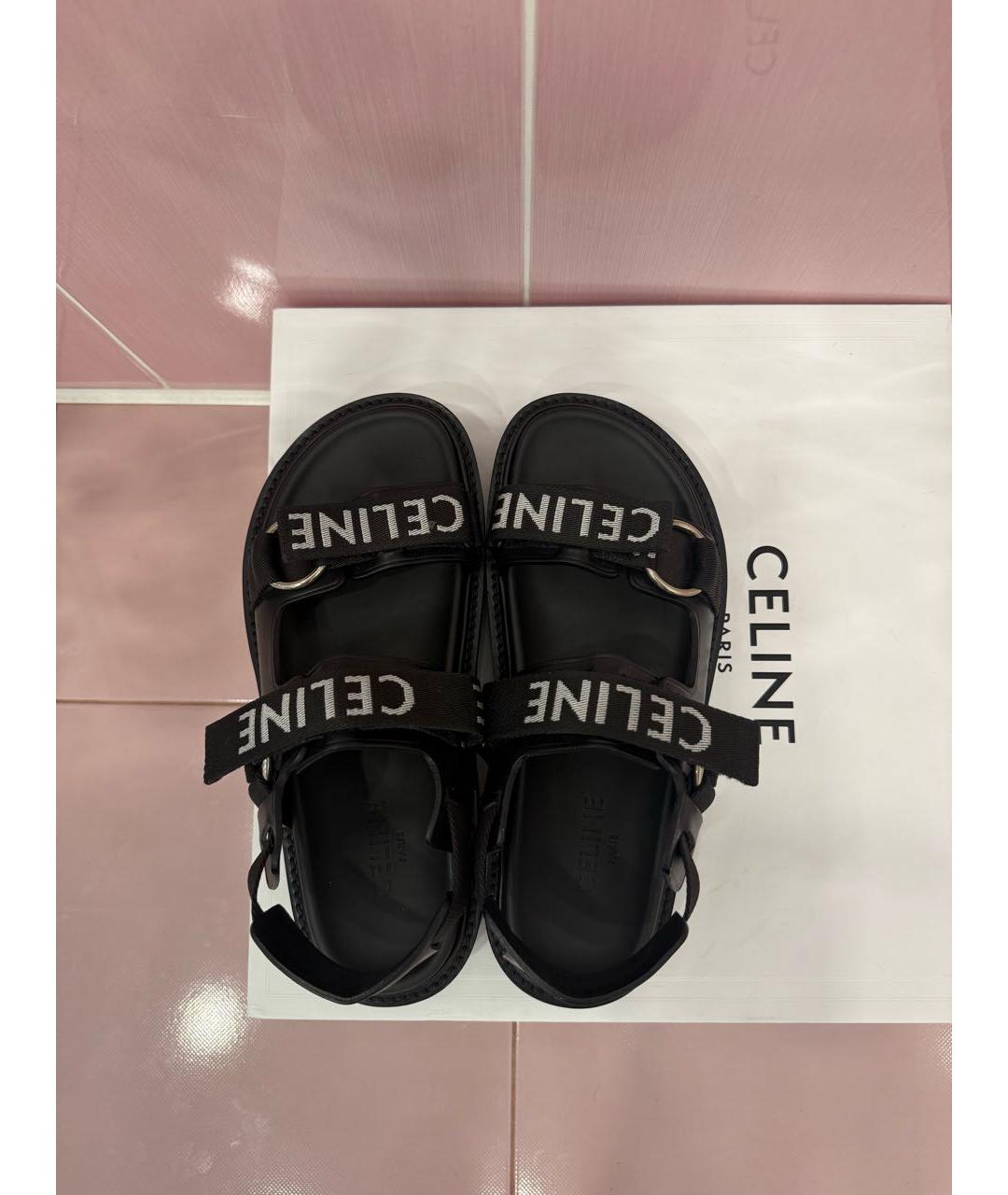 CELINE Черные кожаные сандалии, фото 3