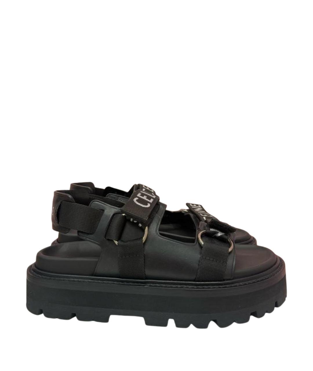 CELINE Черные кожаные сандалии, фото 1