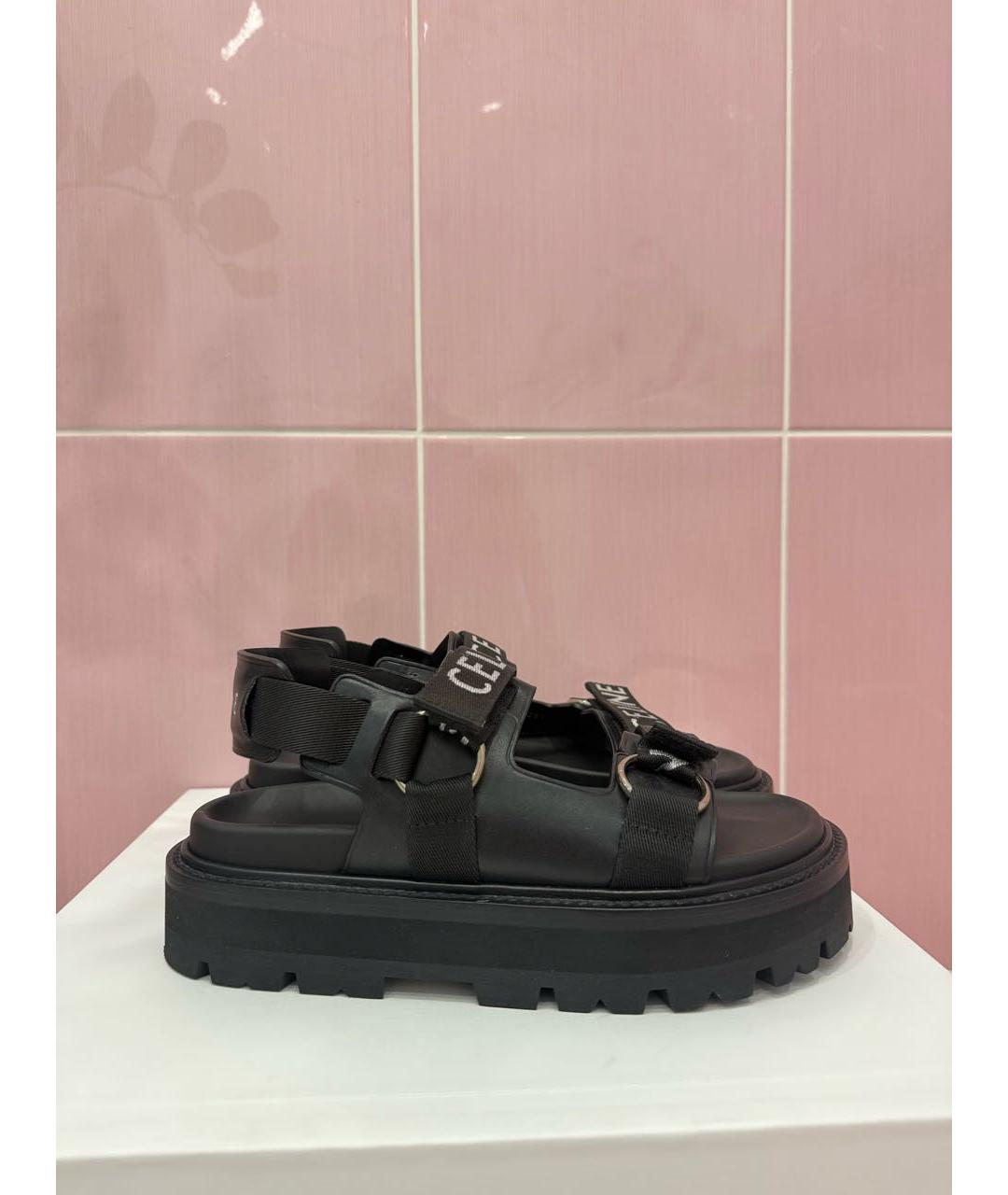 CELINE Черные кожаные сандалии, фото 9