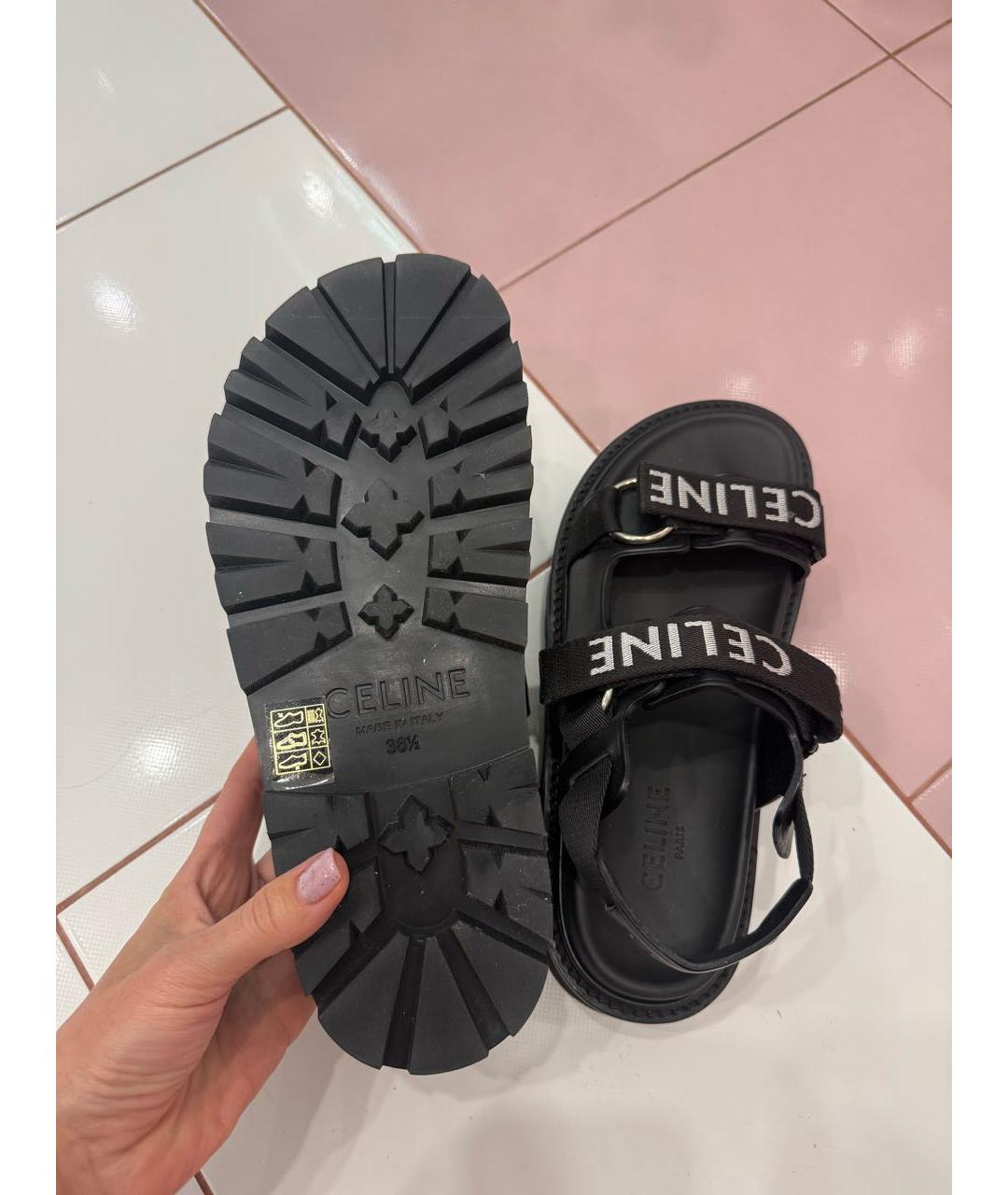 CELINE Черные кожаные сандалии, фото 8