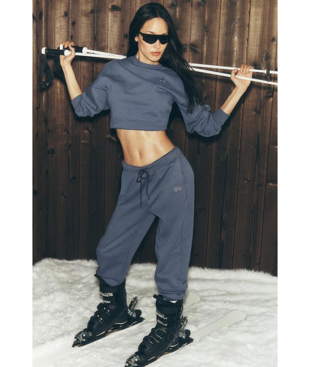 ALO YOGA Голубой хлопковый спортивные костюмы, фото 6