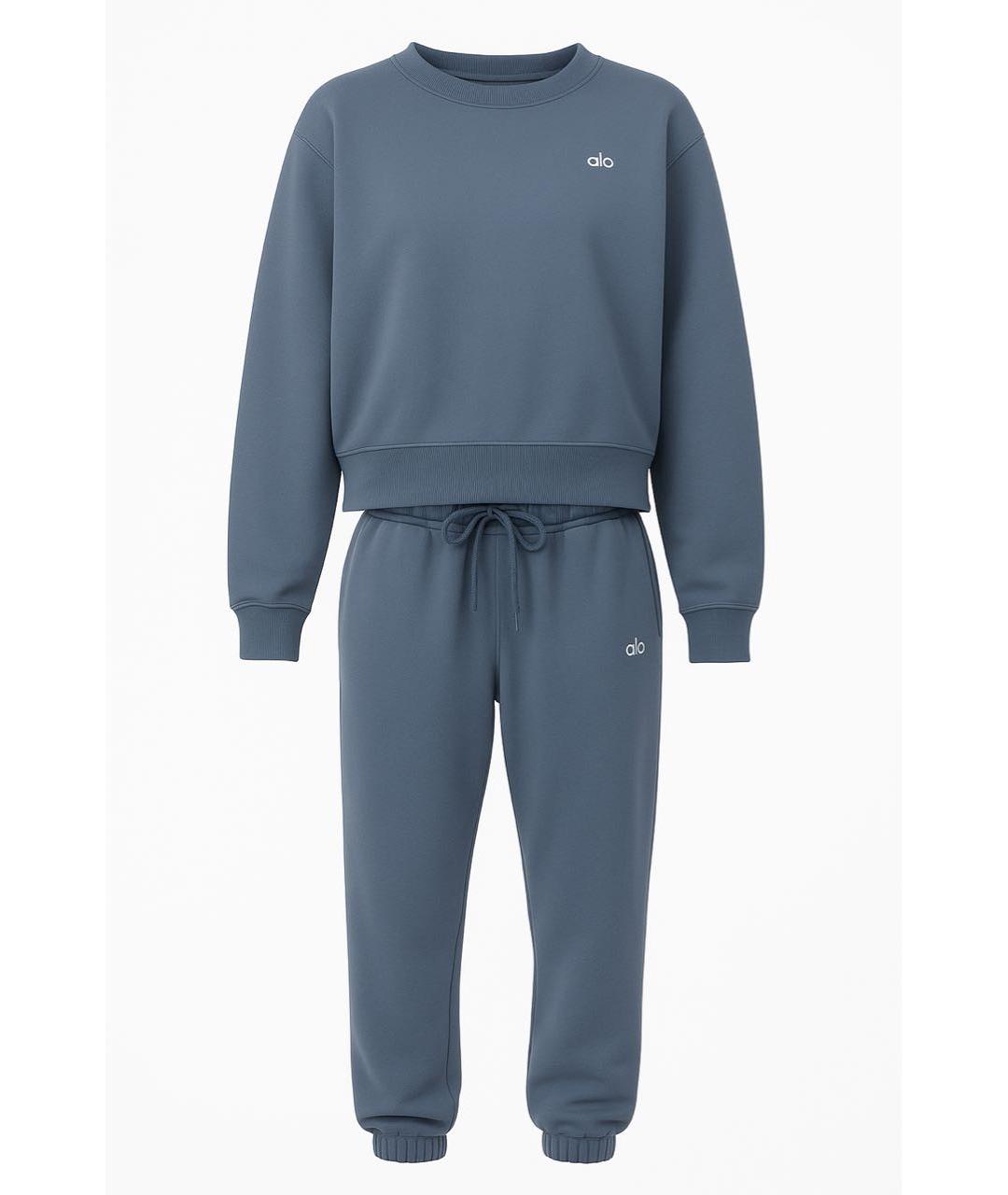 ALO YOGA Голубой хлопковый спортивные костюмы, фото 8