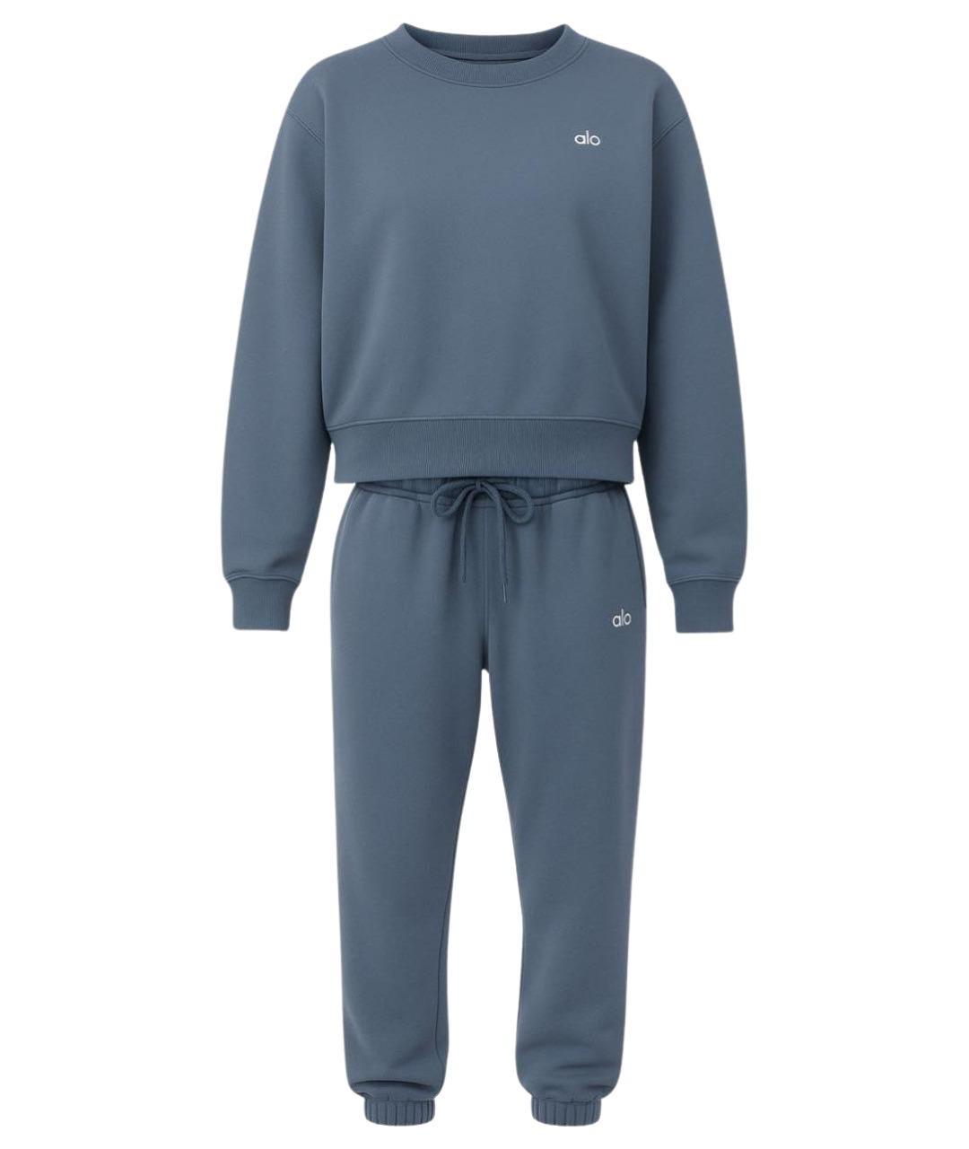ALO YOGA Голубой хлопковый спортивные костюмы, фото 1