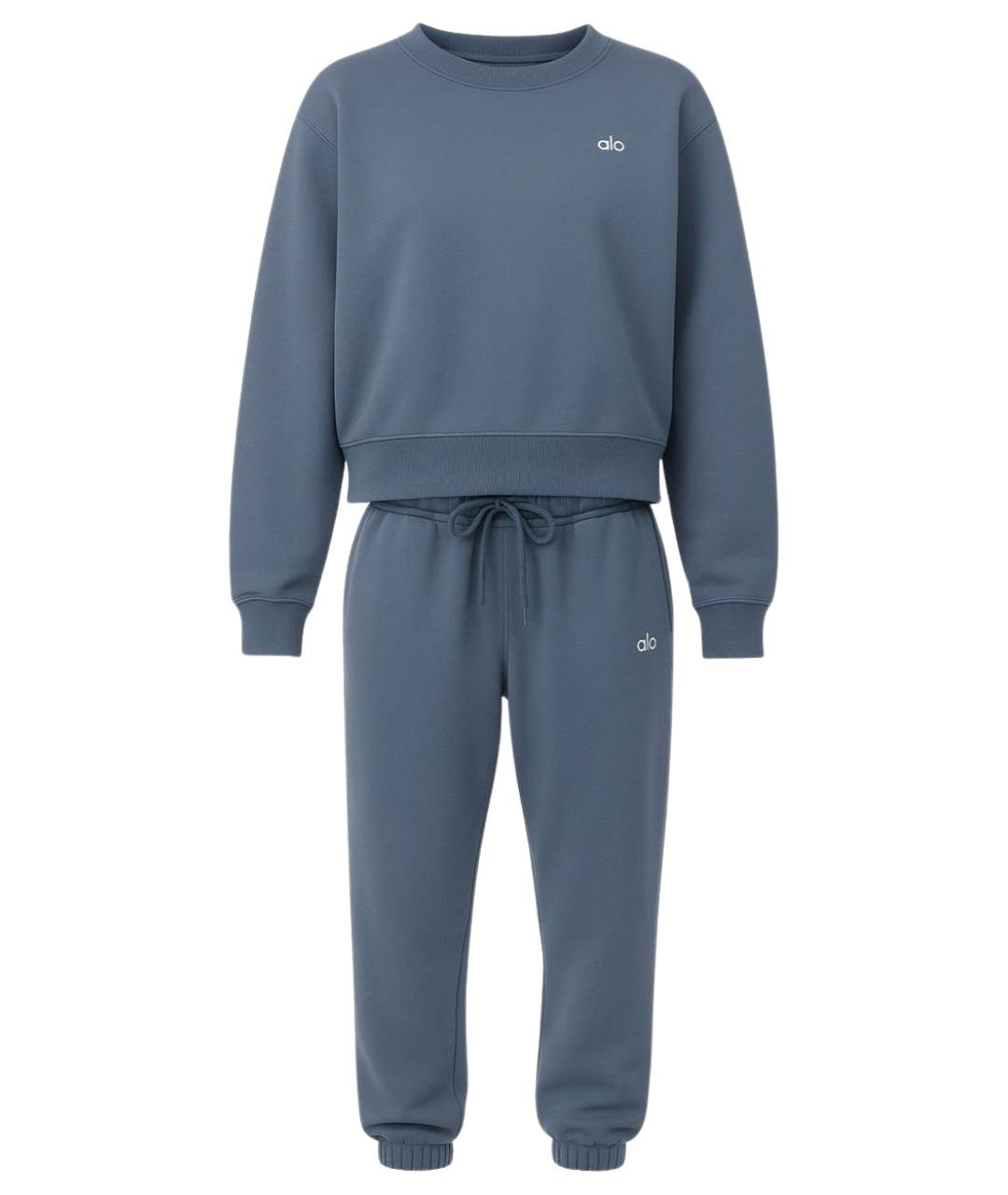ALO YOGA Голубой хлопковый спортивные костюмы, фото 9