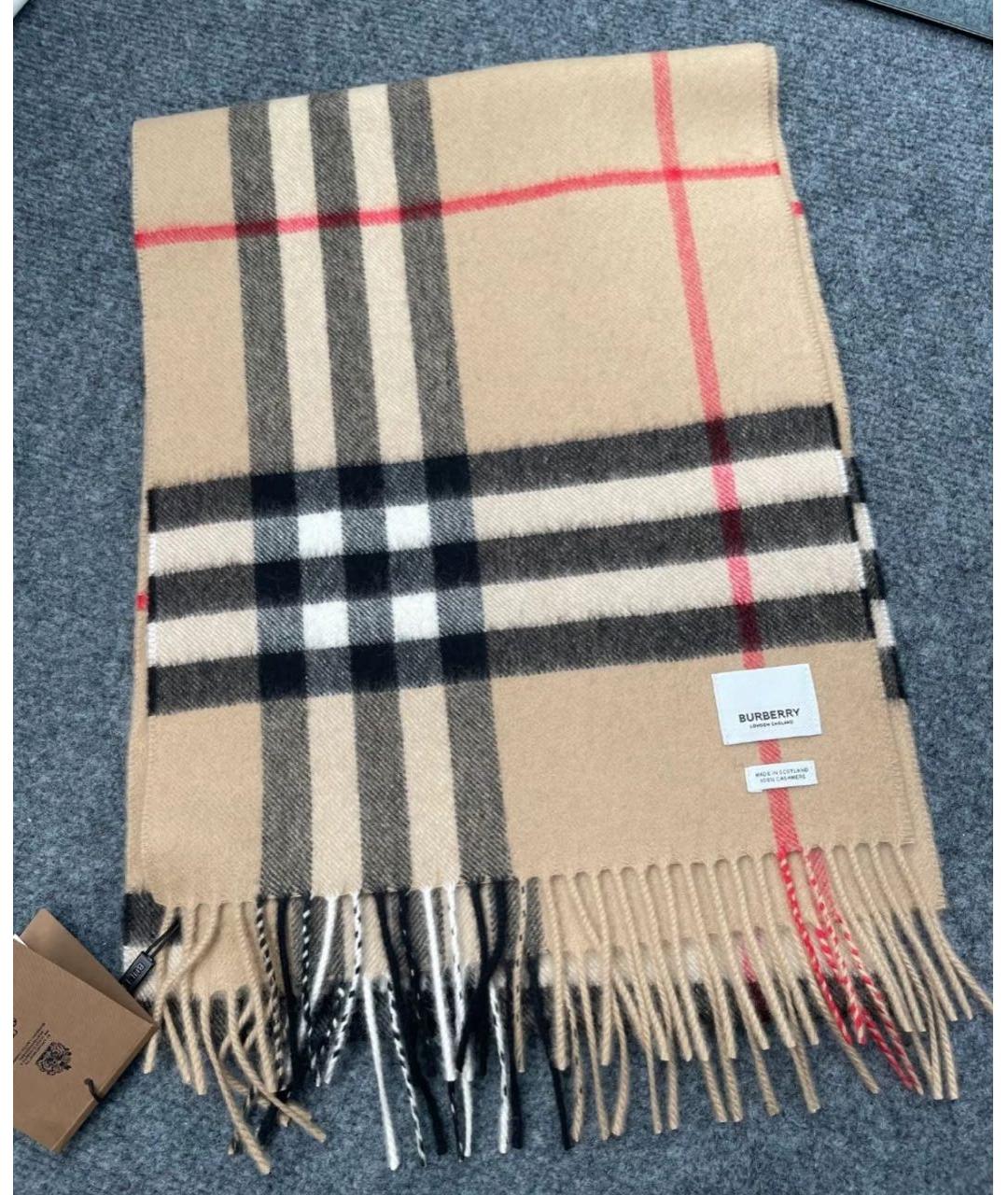 BURBERRY Бежевый кашемировый шарф, фото 6