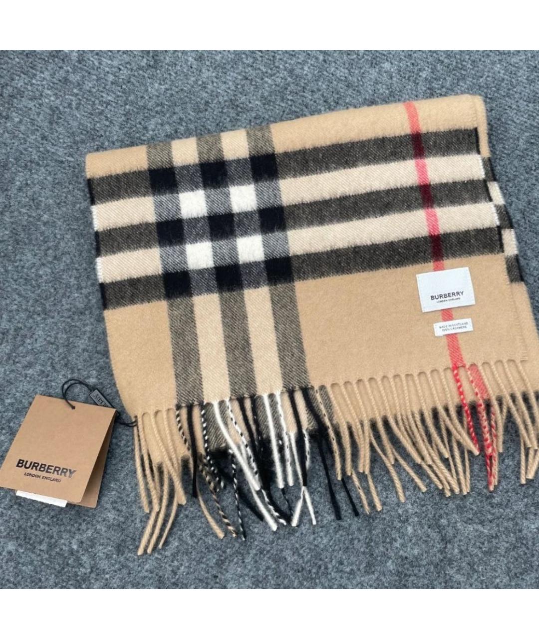 BURBERRY Бежевый кашемировый шарф, фото 4