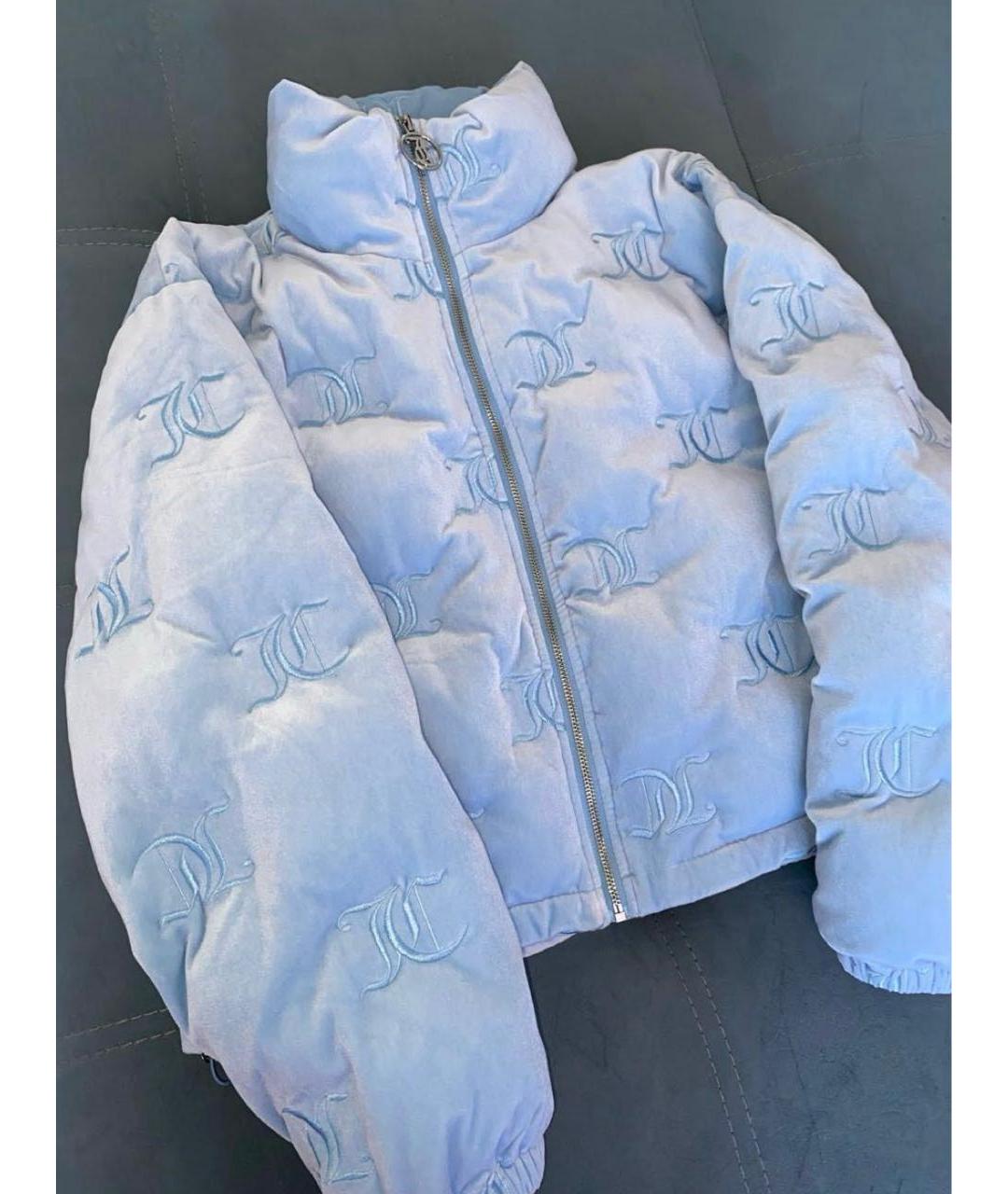 JUICY COUTURE Голубой бархатный пуховик, фото 2