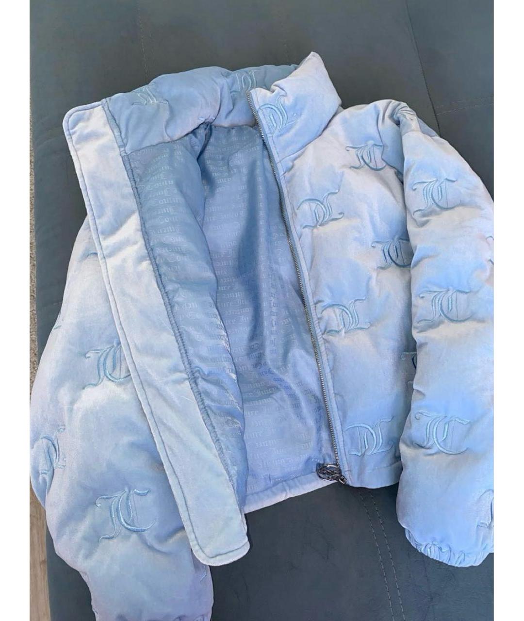 JUICY COUTURE Голубой бархатный пуховик, фото 3