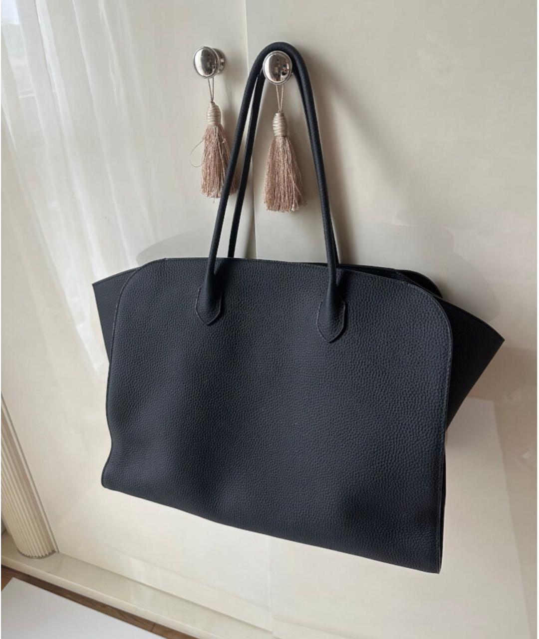 THE ROW Черная кожаная сумка с короткими ручками, фото 5