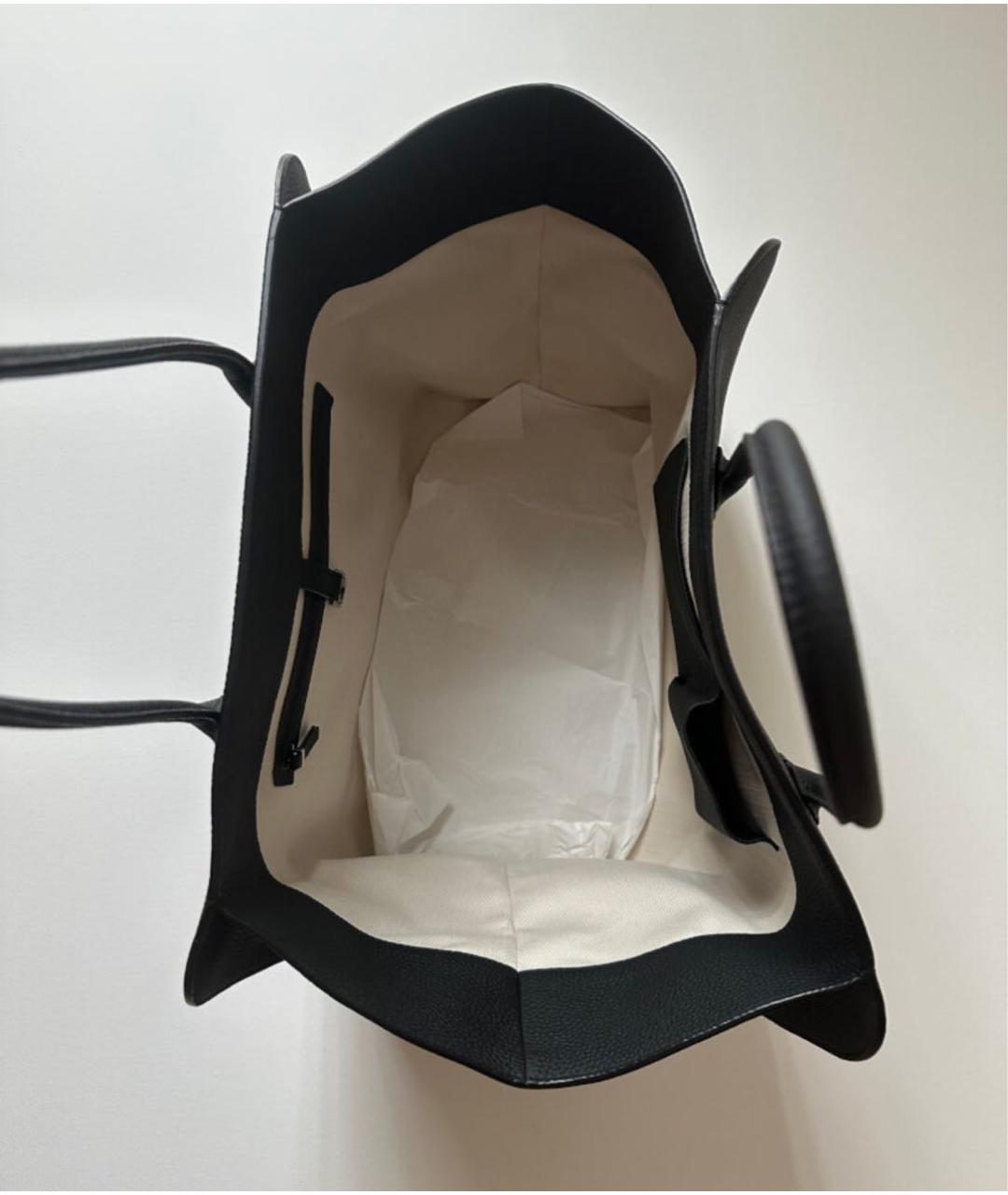 THE ROW Черная кожаная сумка с короткими ручками, фото 3