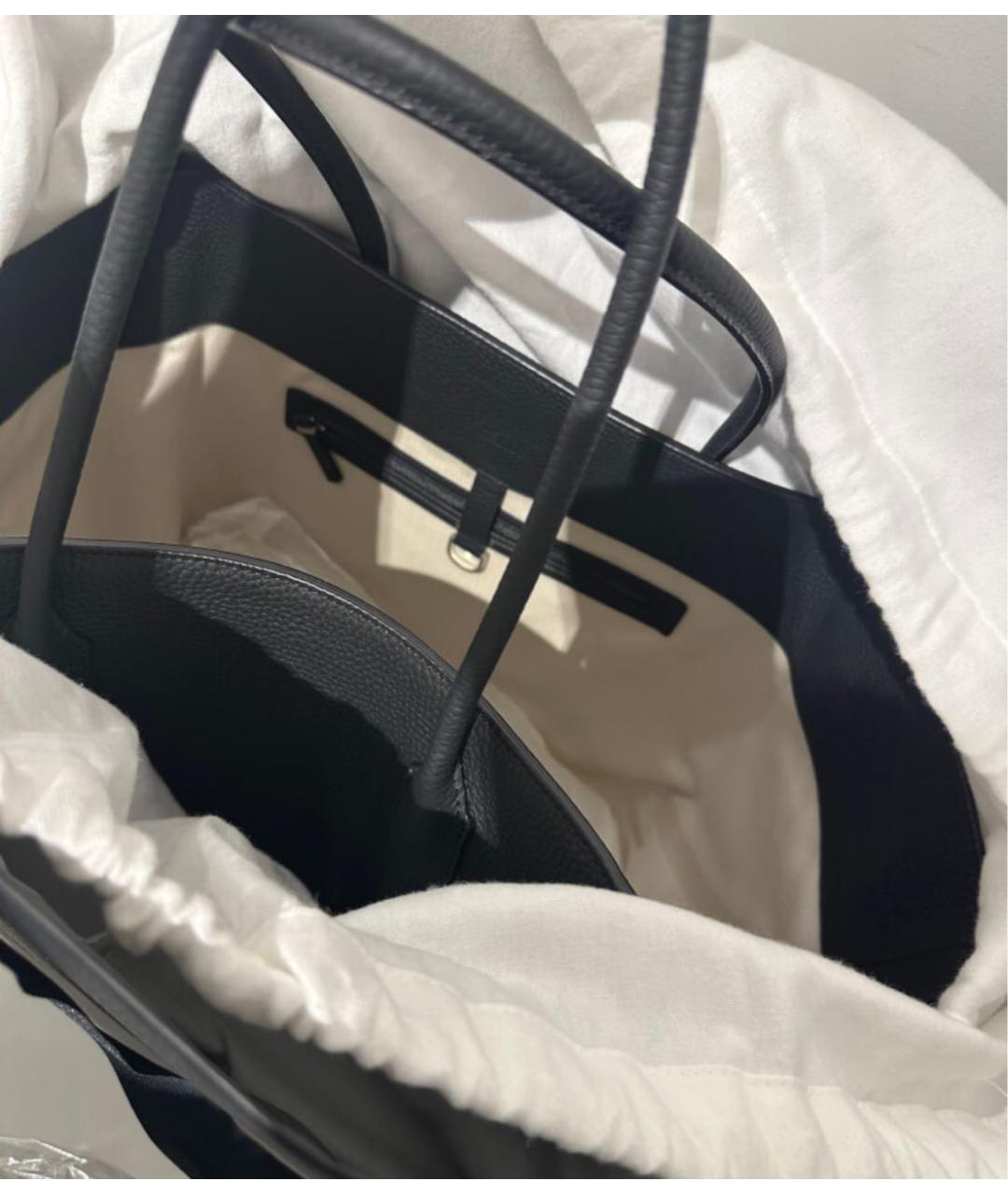 THE ROW Черная кожаная сумка с короткими ручками, фото 4