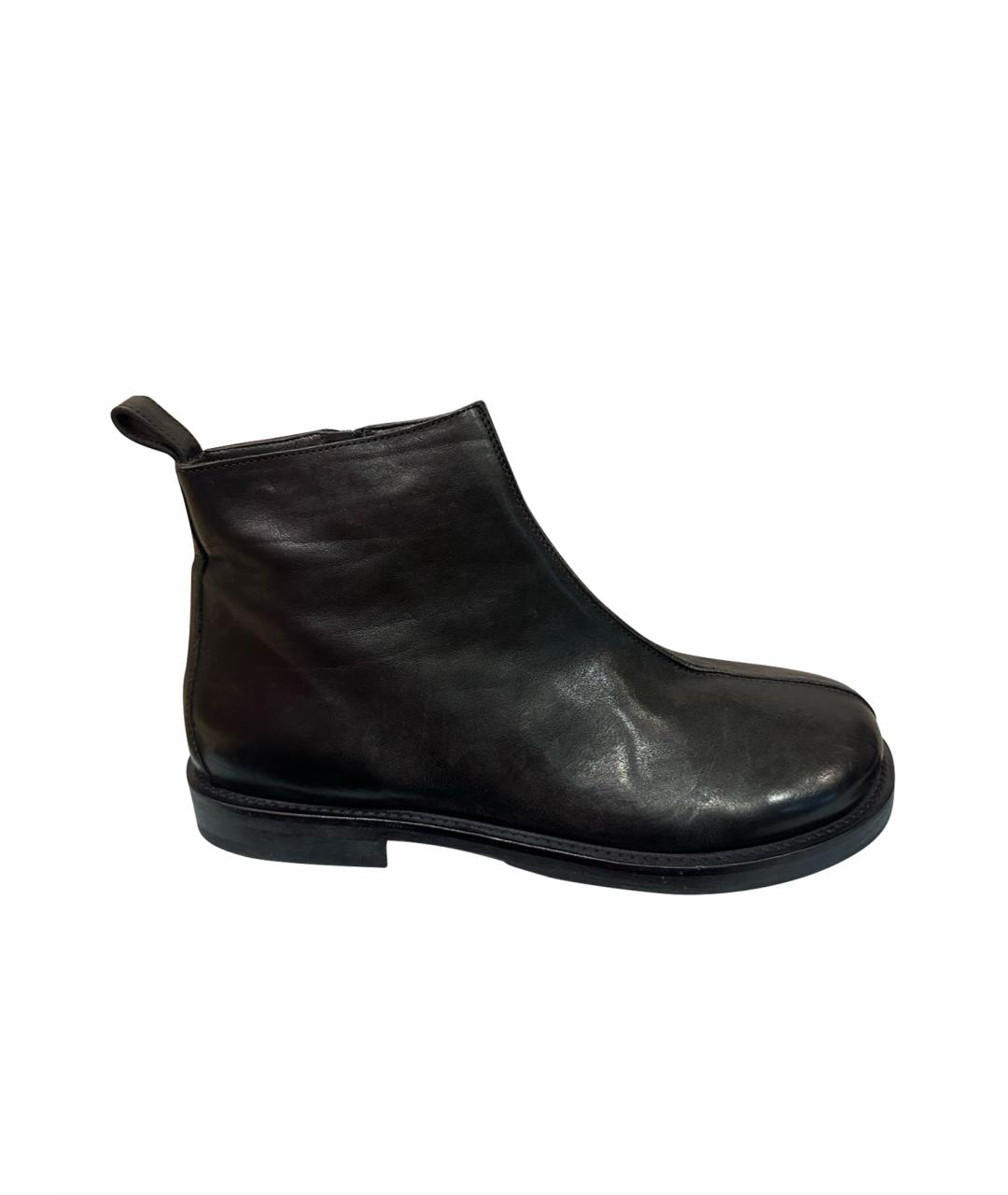 OFF-WHITE Черные кожаные высокие ботинки, фото 1