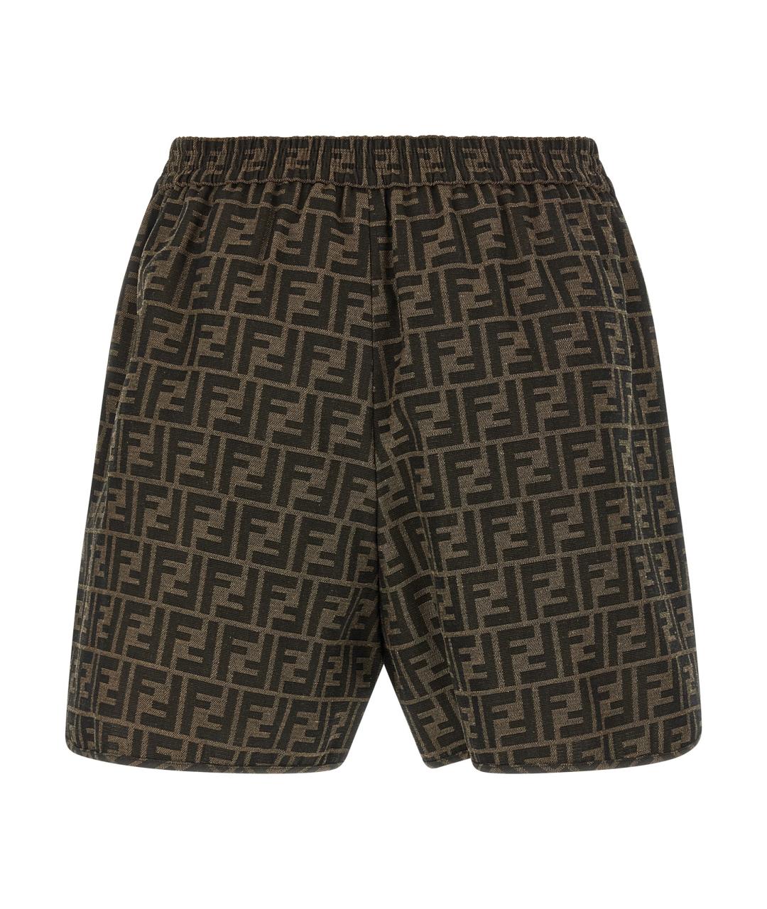 FENDI Коричневые полиэстеровые шорты, фото 2