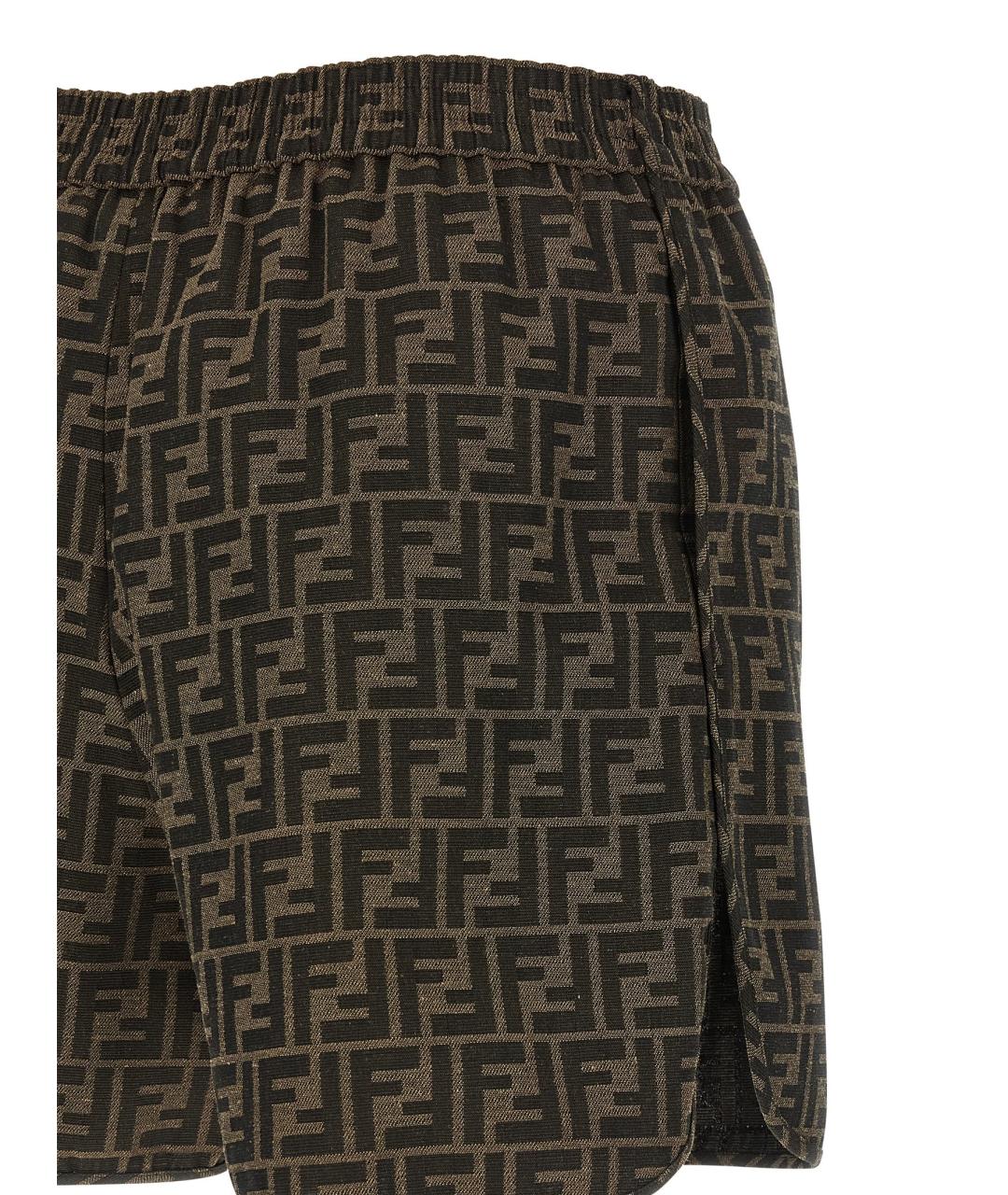 FENDI Коричневые полиэстеровые шорты, фото 4